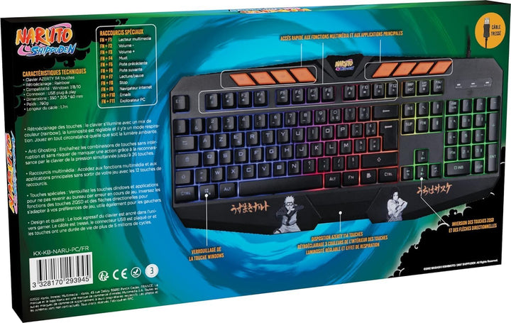 Konix Naruto Shippuden Kabelgebundene Gaming-Tastatur mit QWERTZ-Membran - Anti-Ghosting - 1,7 m Kab