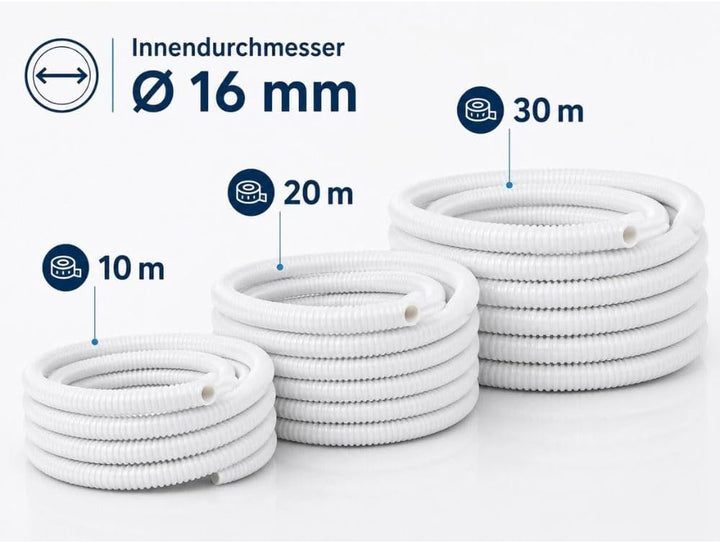Kondensatschlauch Ø 16 mm für Klimaanlage – Flexibler PVC Ablaufschlauch für Kondenswasser, Split-Kl