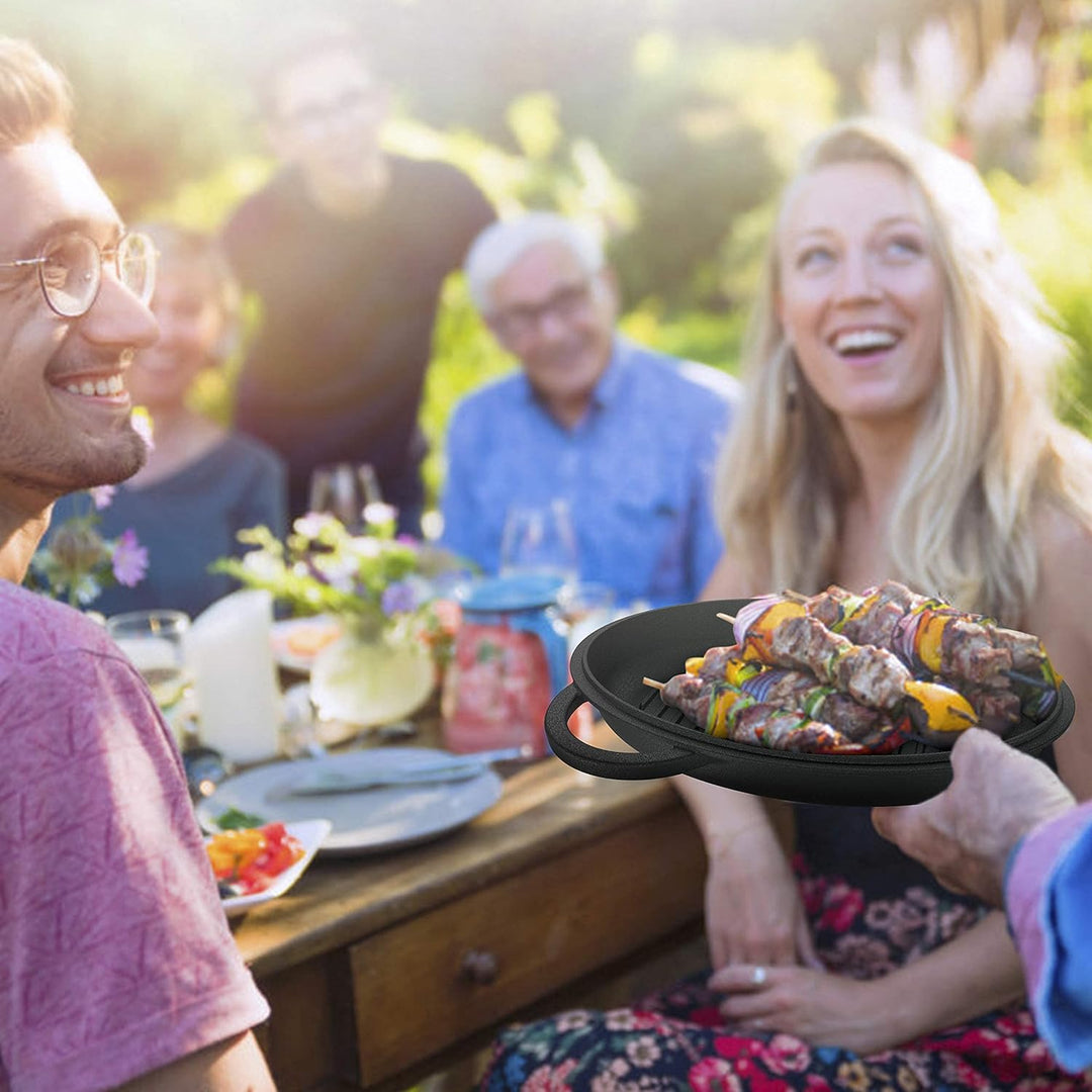 DREIZACK DREIZACK Gusseisenbräter mit Grilldeckel, multifunktionaler Gusseisentopf, Gusseisenpfanne,