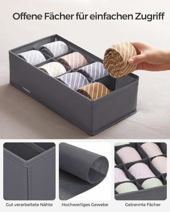 SONGMICS Unterwäsche-Organizer 8er Set, Schubladen-Organizer, faltbar, Ordnungssystem Kleiderschrank