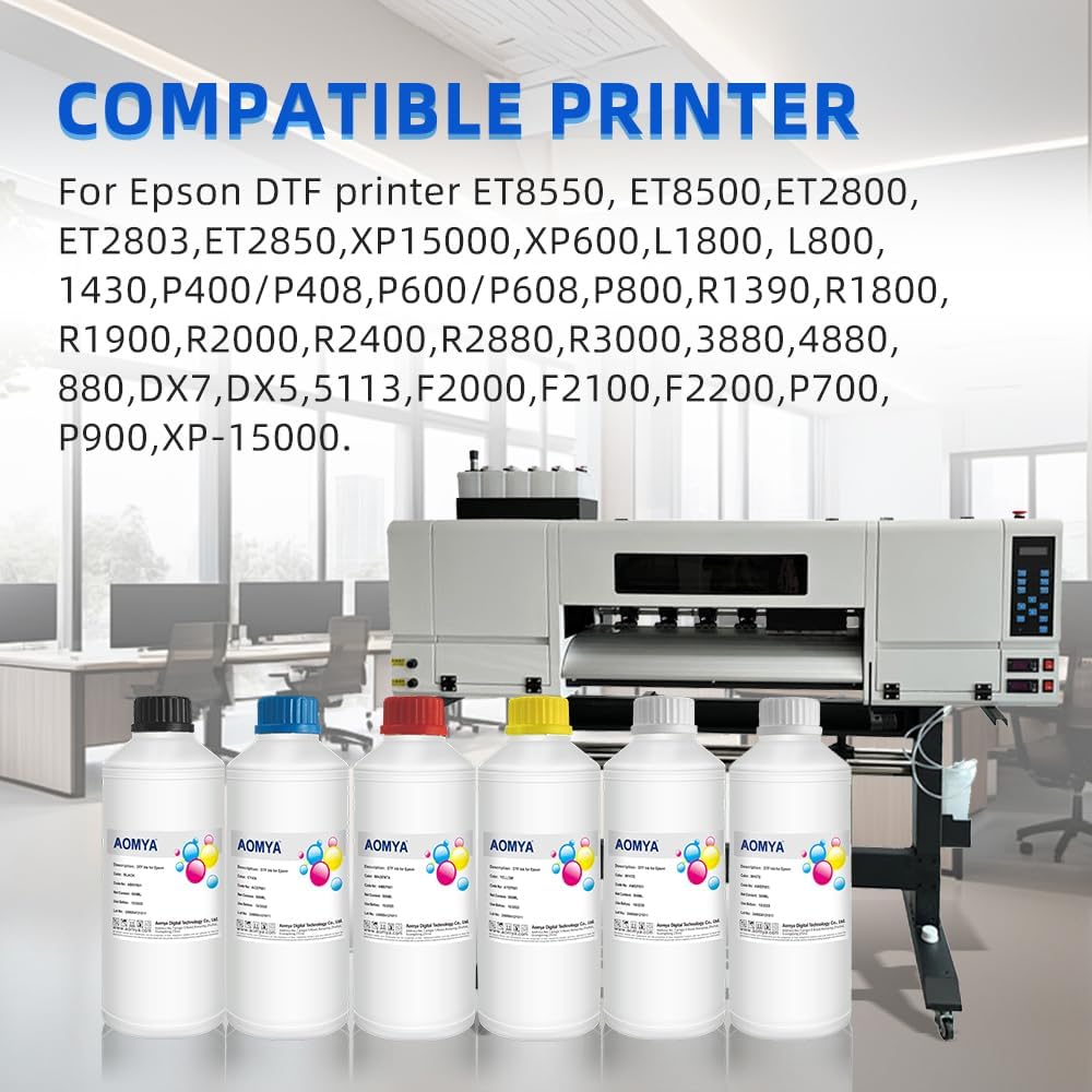 3000ml DTF Ink Premium DTF Heat Transfer Ink Conversion Kit Refill for PET Film 2W+CMYK, Compatible