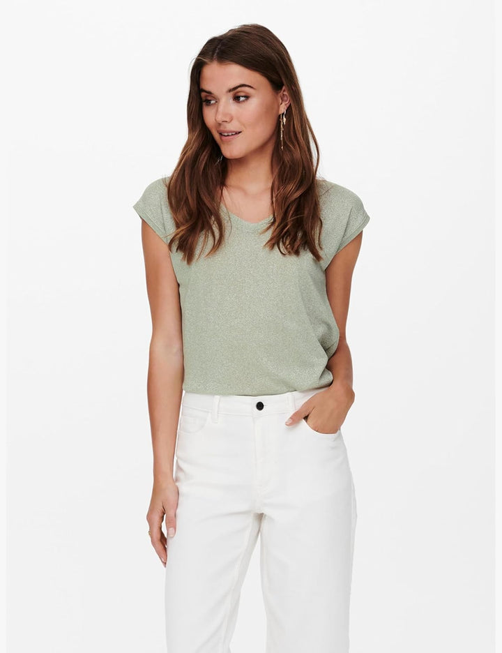 ONLY Vic Short Sleeve Top XS Desert Sage, XS Desert Sage