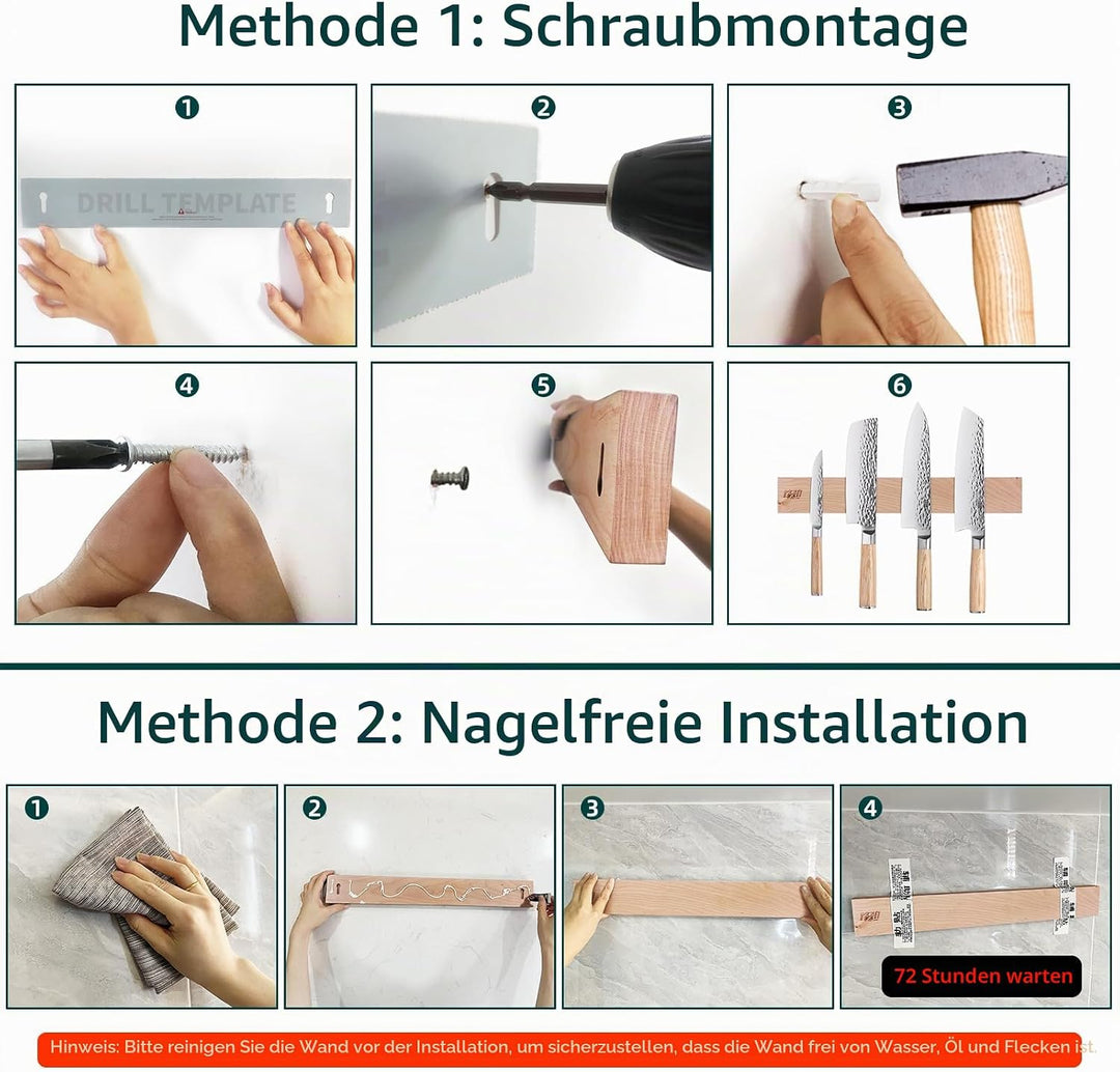 FINDKING Holz Magnetischer Messerleiste, Magnet Utensilienhalter für Wand, Kühlschrank, Holzregal fü