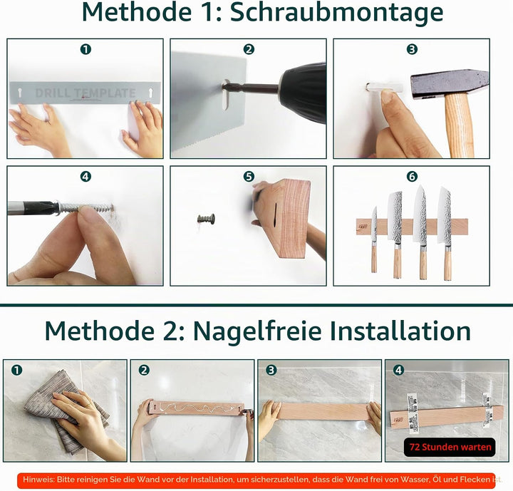 FINDKING Holz Magnetischer Messerleiste, Magnet Utensilienhalter für Wand, Kühlschrank, Holzregal fü