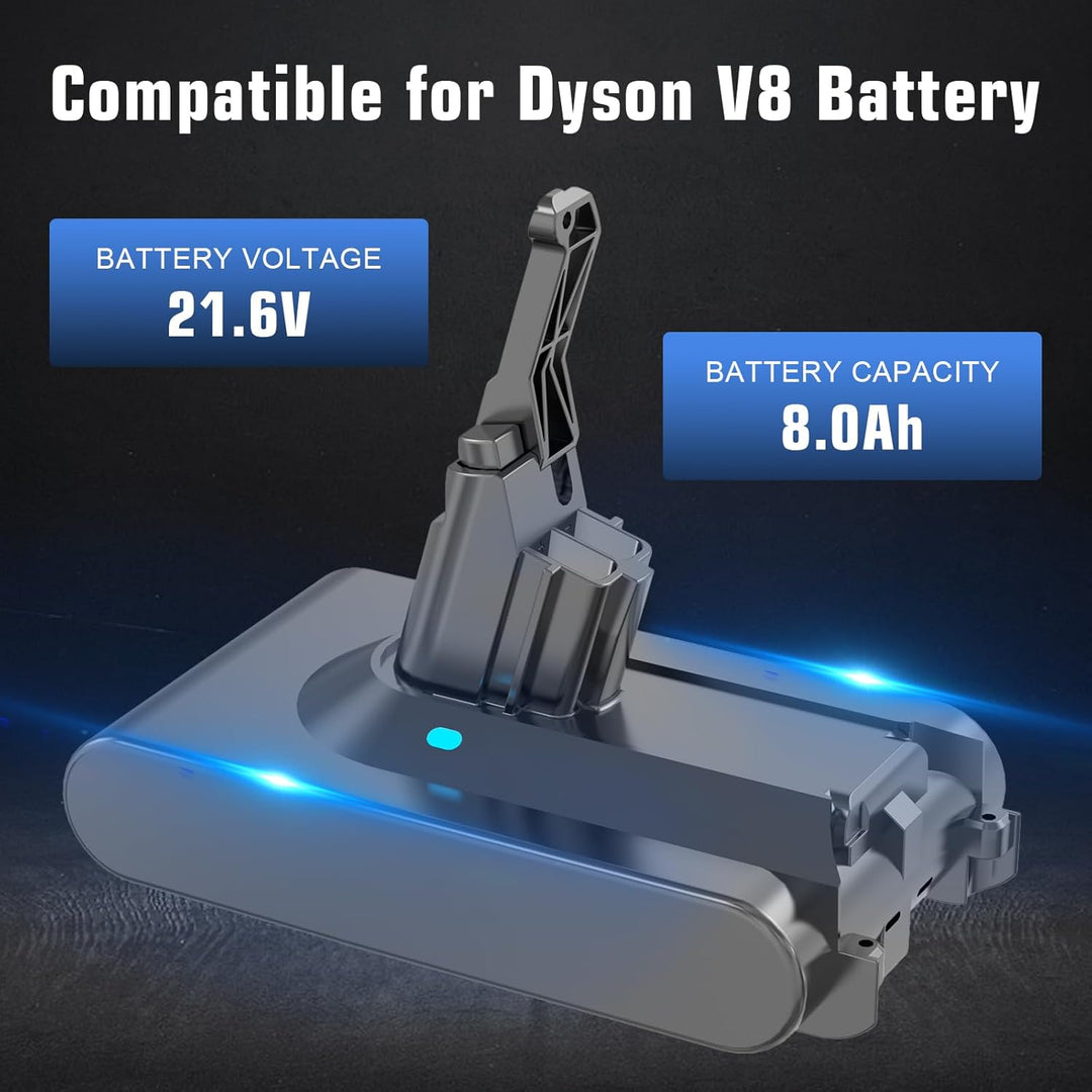 21,6 V, 8000 mAh Ersatzakku für Dyson V8 SV10 Lithium-Ionen-Akku, 8,0 Ah, hohe Kapazität, kompatibel