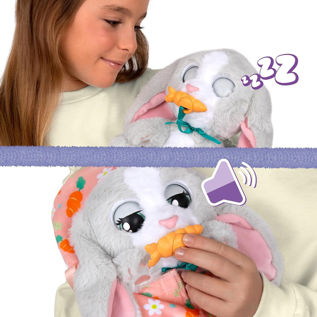 BABY PAWS Bunny, Interaktiver Plüschhase mit Lauten, der die Augen öffnet und Schliesst und einen Tr
