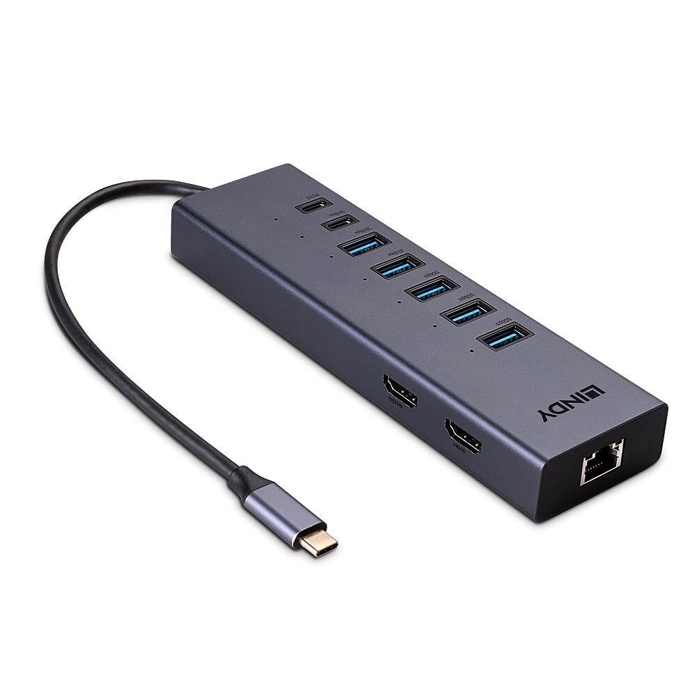 LINDY 43373 DST-Mini Duo, USB C Laptop Mini Dockingstation 2X 4K HDMI