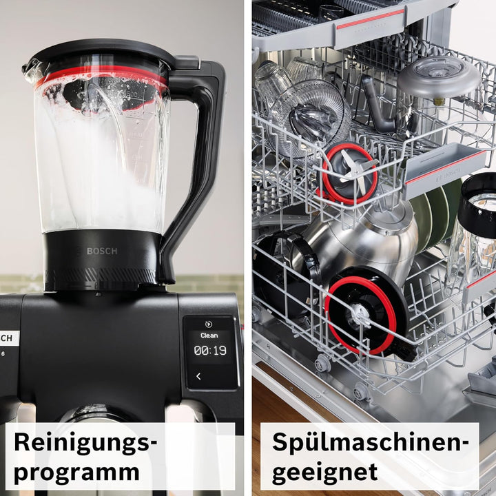 Bosch Zubehör MUZS6MX, Mixbecher, dickwandiges Thermosafe Glas, 1,5l, hitzebeständig, kältebeständig