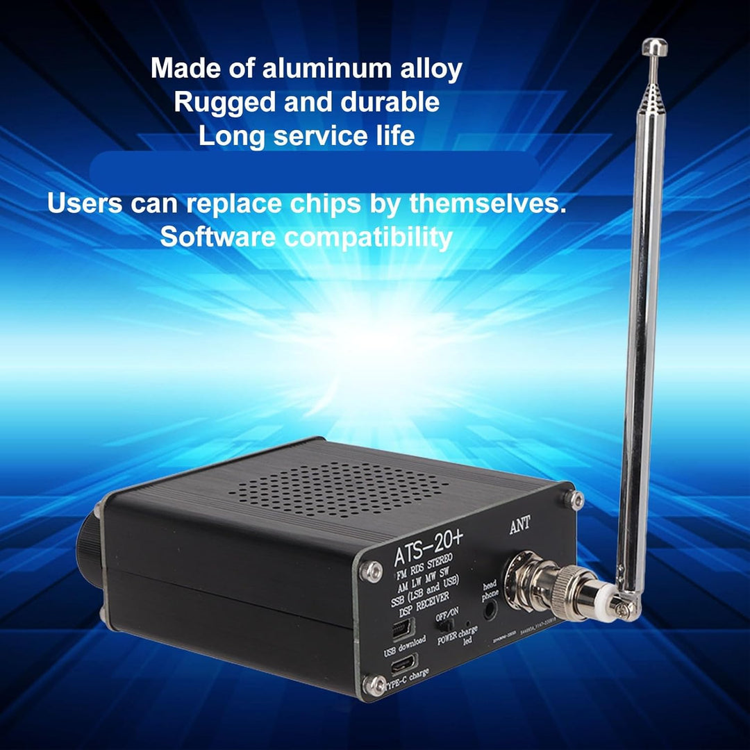 ATS 20+ Si4732 Funkempfänger, Multiband Funkempfänger mit Lautsprecher und Antenne für Camping Im Fr