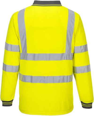 Portwest Langarm Warnschutz Polo Shirt, Grösse: XXXL, Farbe: Gelb, S277YERXXXL 3XL Gelb, 3XL Gelb