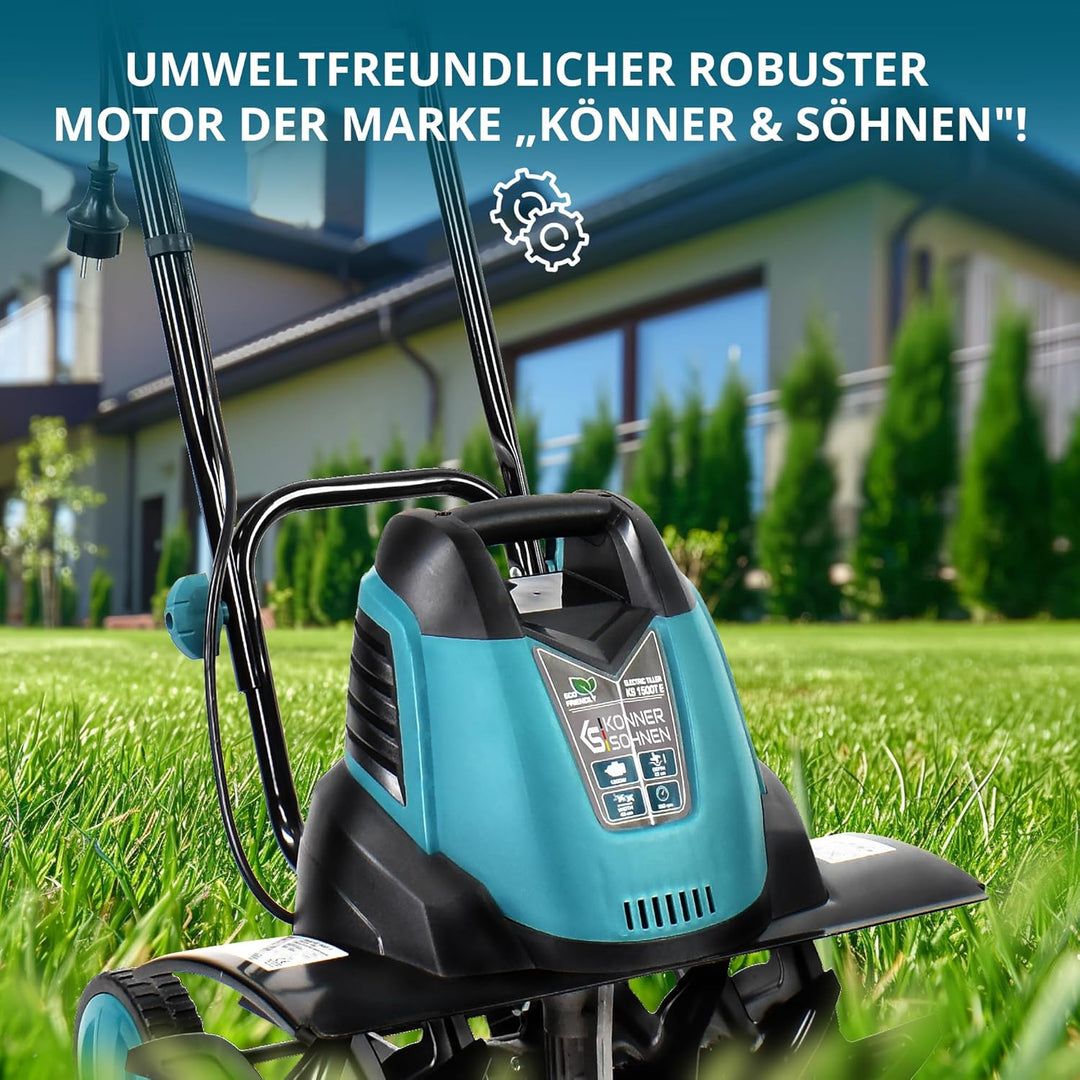 Könner & Söhnen KS 1500 T E Elektro-Bodenhacke, 23 cm Stahl Fräsen, 40 cm Arbeitsbreite, 23 cm Arbei