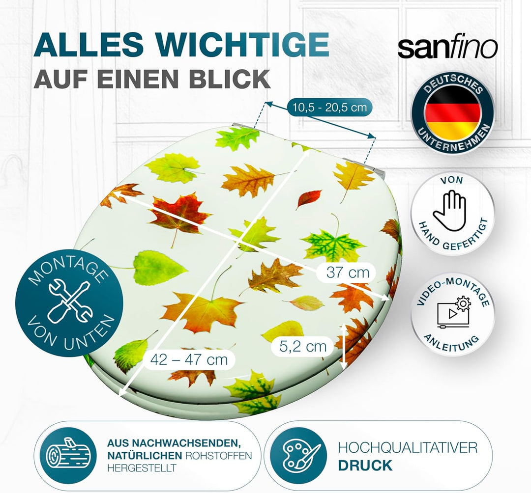 SANFINO® Premium WC Sitz mit Absenkautomatik – hochwertige Toilettendeckel aus Holz, viele bunte Mot