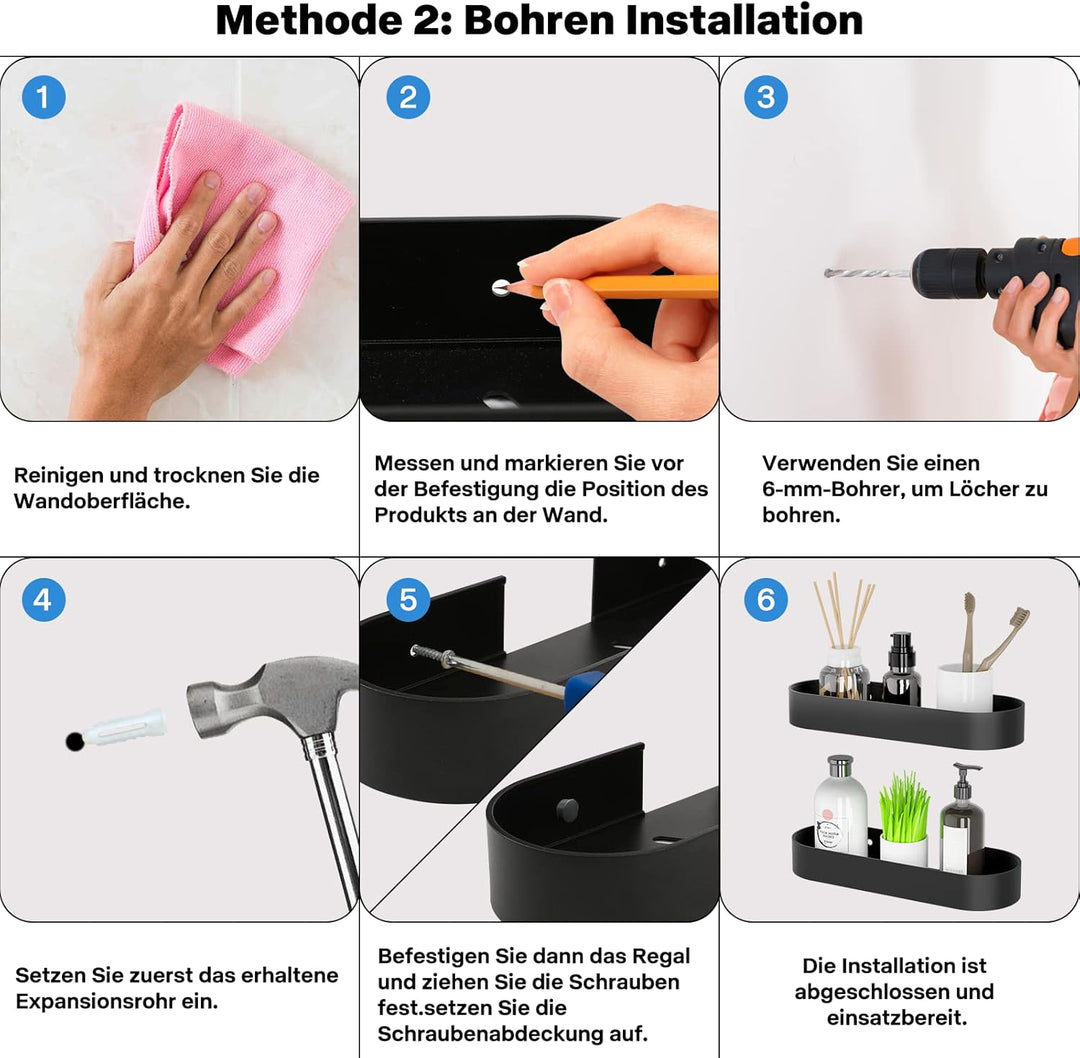 Duschablage Ohne Bohren, Duschregal Badregal Aluminium Selbstklebendem Duschkorb Wandhängend Matte