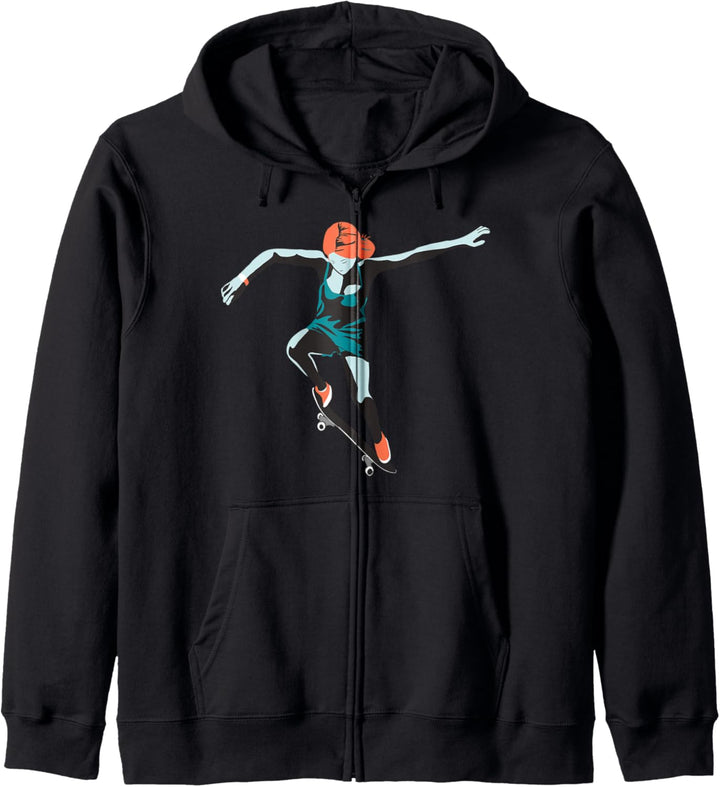 Skater-Girl Skateboarding Ollie-Hubba Skateboard Kapuzenjacke