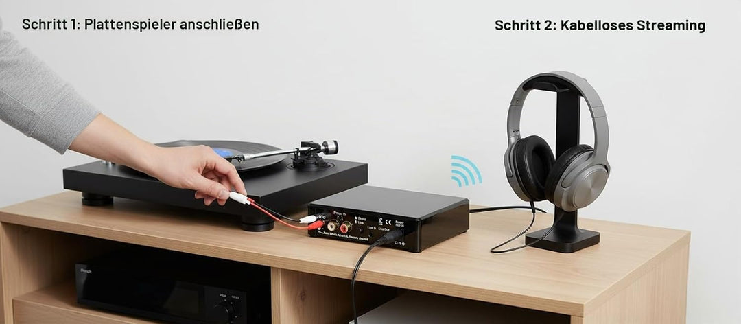 Pro-Ject Phono Box E BT 5, Kabelloses BT5-Streaming mit aptX HD für Phono und Line Quellen, Schwarz