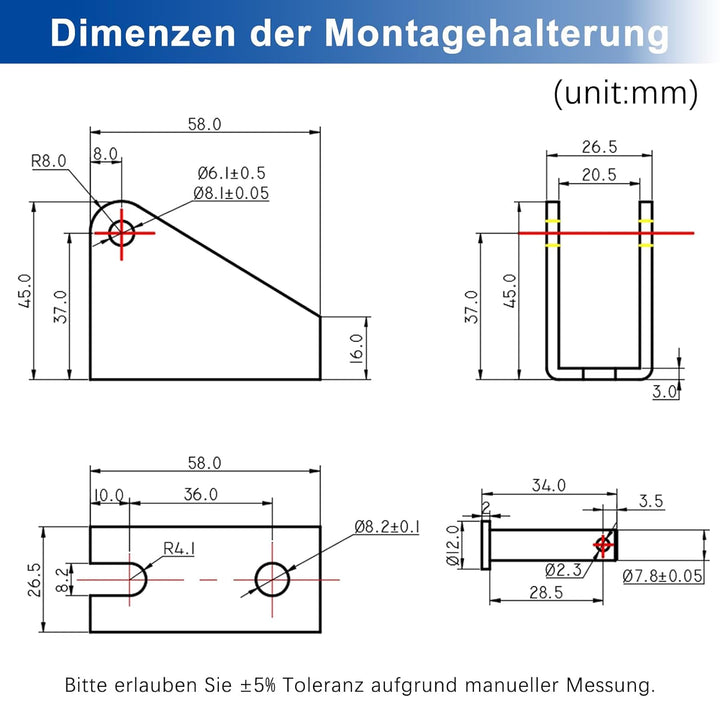 Jvnvlki 200mm Hub 3000N Linearantrieb 12V Linear Actuator Linearmotor 5mm/s Mit Montagebügeln für Li