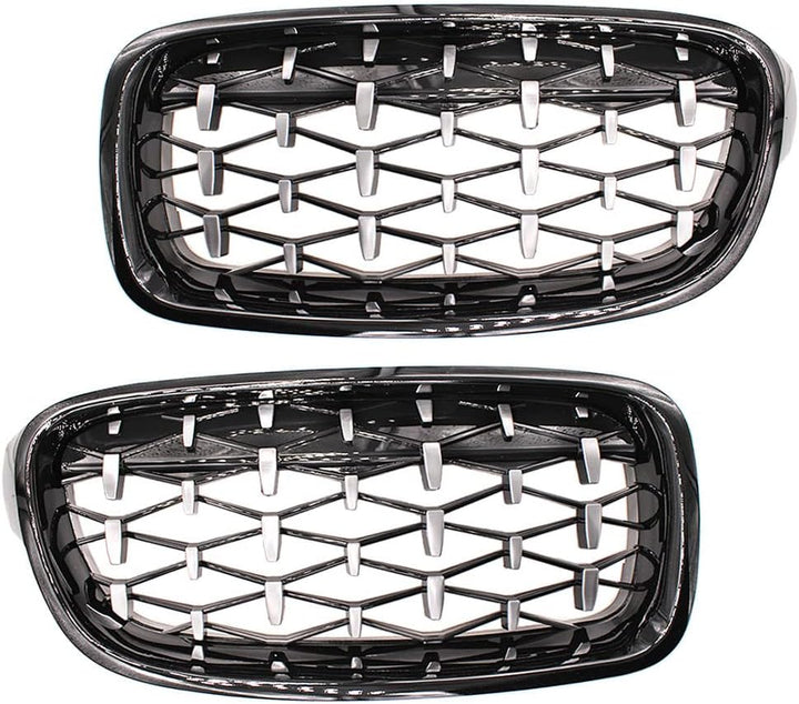 HZTWFC Schwarz Silber Auto Frontgrill Stossstangengrill Diamant Nieren Racing Grills Für BMW 3er F30