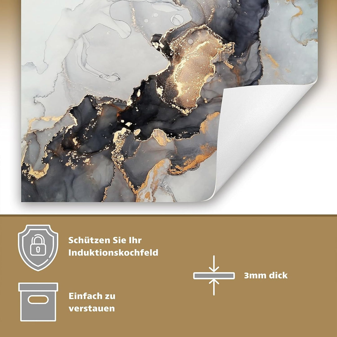 SMTDeco Herdabdeckplatte Ceranfeld abdeckung Aufrollbare Matte für Induktion Einteilig 80x52 cm Marm