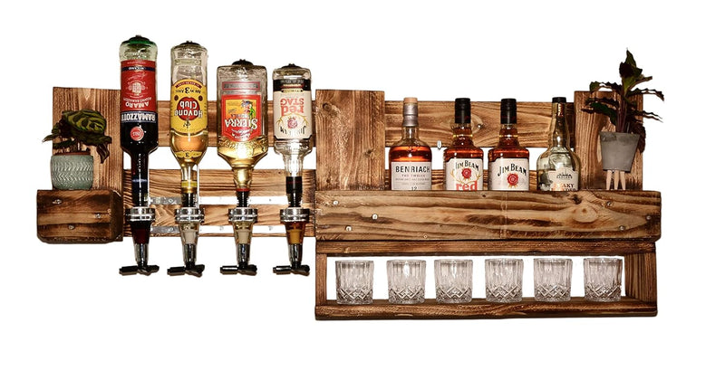 EXCLUSIV: Whiskyregal Wandbar Whiskeyregal rustikal Getränkespender Schnaps Gin Whiskey Whisky Palet