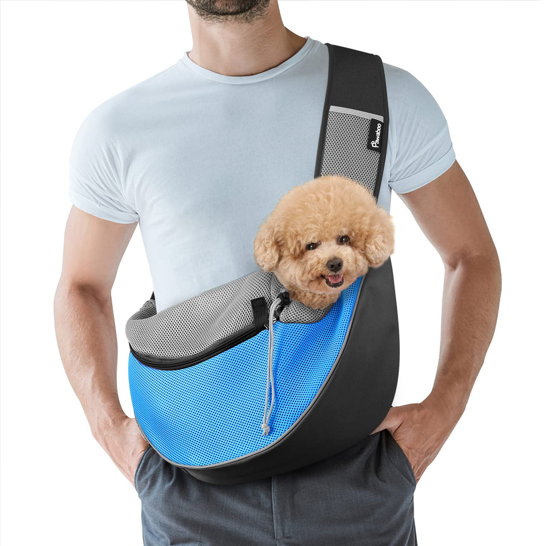 Pawaboo Freihand-Hundetragesling, atmungsaktiver Mesh-Beutel für Welpen und Katzen, Hundetrage mit K