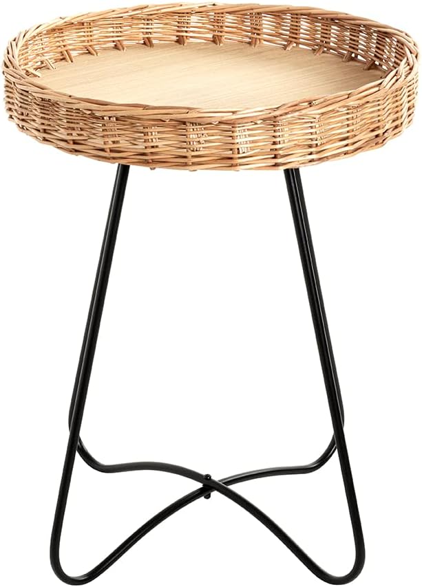 HAKU Möbel Beistelltisch, MDF, natur, schwarz, Ø 41 x H 51 cm, Ø 41 x H 51
