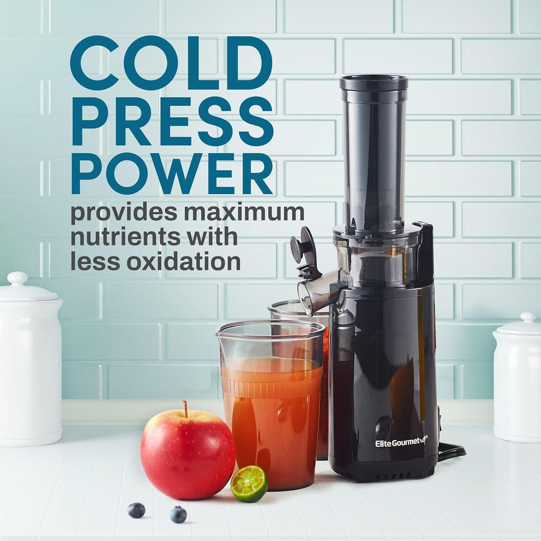 Elite Gourmet EJX600 Kompakter Kau-Entsafter, Kaltpress-Entsafter, nährstoff- und vitaminreich, leic