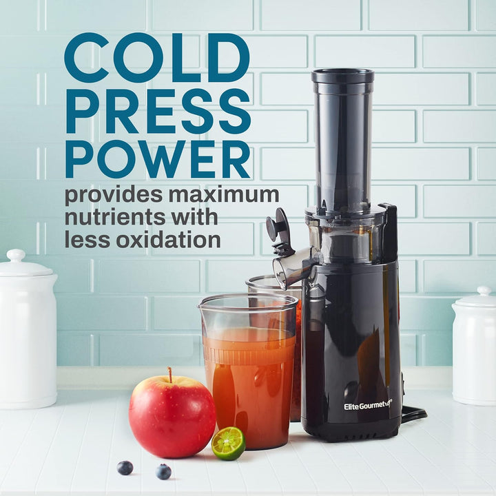 Elite Gourmet EJX600 Kompakter Kau-Entsafter, Kaltpress-Entsafter, nährstoff- und vitaminreich, leic