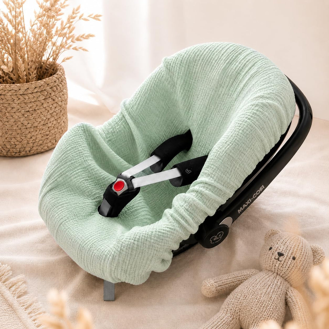 BEZUG Babyschale Sommer Sommerbezug Universal 100% Musselin Baumwolle Schonbezug Babyschalebezug (MU