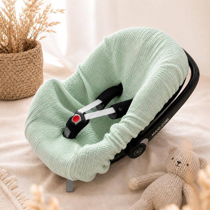 BEZUG Babyschale Sommer Sommerbezug Universal 100% Musselin Baumwolle Schonbezug Babyschalebezug (MU