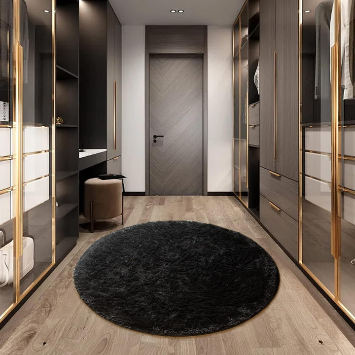 CHOSHOME Runden Teppiche Rund 150CM Weich Gross rutschfest Waschbar Teppich Wohnzimmer Hochflor Tepp