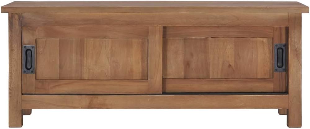 vidaXL Teak Massiv TV Schrank mit 2 Schiebetüren Rustikal Lowboard Fernsehschrank Fernsehtisch Sideb