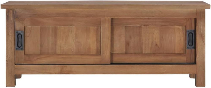 vidaXL Teak Massiv TV Schrank mit 2 Schiebetüren Rustikal Lowboard Fernsehschrank Fernsehtisch Sideb