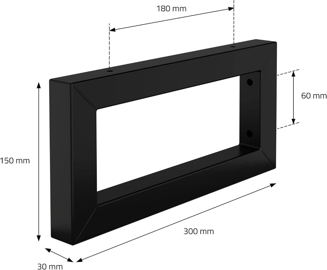 ML-Design 2er Set Wandkonsole für Waschtisch, 300x150 mm, Schwarz, Stahl, Design Waschtischhalterung