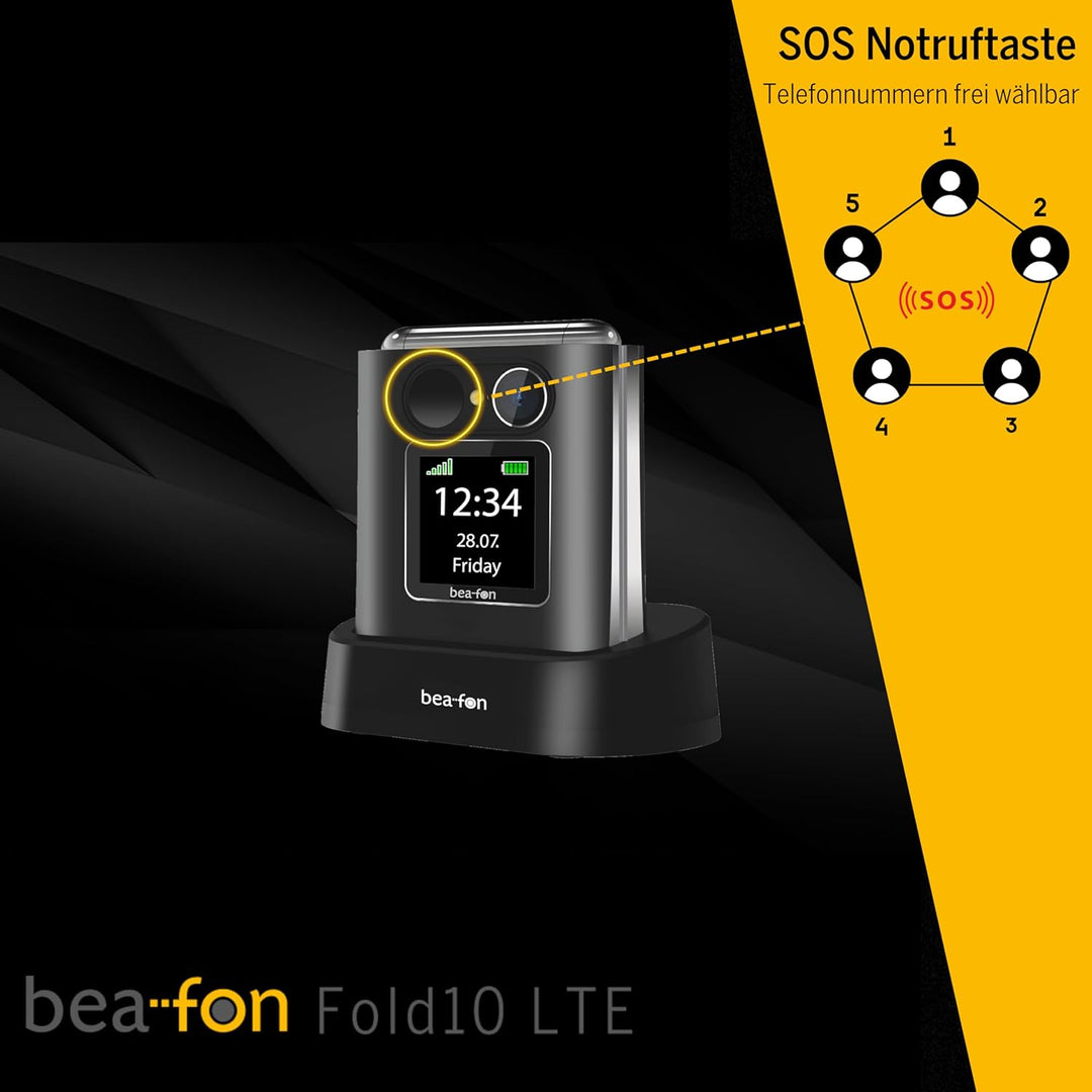Beafon, Fold10 LTE, Klapphandy, SOS Notruftaste, XL Farbinnendisplay2,2 (5,58cm), XL Farbaussendispa
