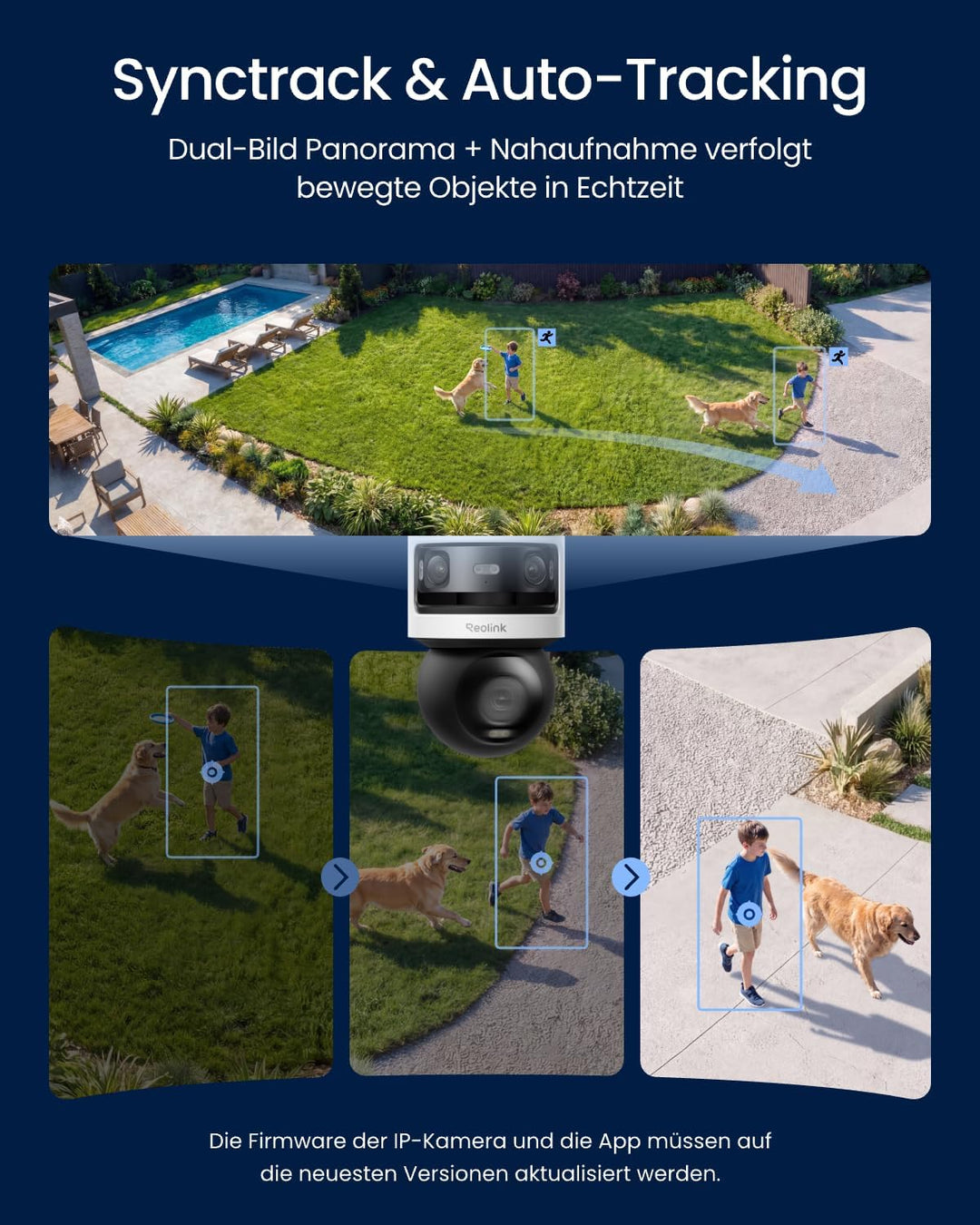 Reolink Dreifachobjektiv PoE Sicherheitskamera für den Aussenbereich, 10MP 180° Panorama & 4K PT mit