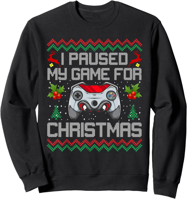 "I Paused My Game For Christmas Controller Ugly Xmas Sweater Sweatshirt