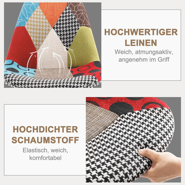 WOLTU® 4er Set Esszimmerstühle Küchenstuhl Design Stuhl Esszimmerstuhl Leinen Holz Mehrfarbig BH29mf