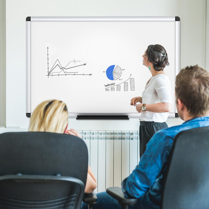 VIZ-PRO Magnetisches Whiteboard 120 x 90 cm Trocken abwischbare Tafel für Zuhause Küche Büro Wandtaf