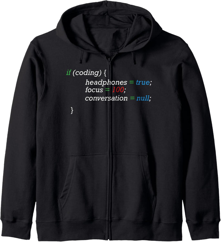 If Coding Headphones Focus Programmierer IT Nerd Techniker Kapuzenjacke