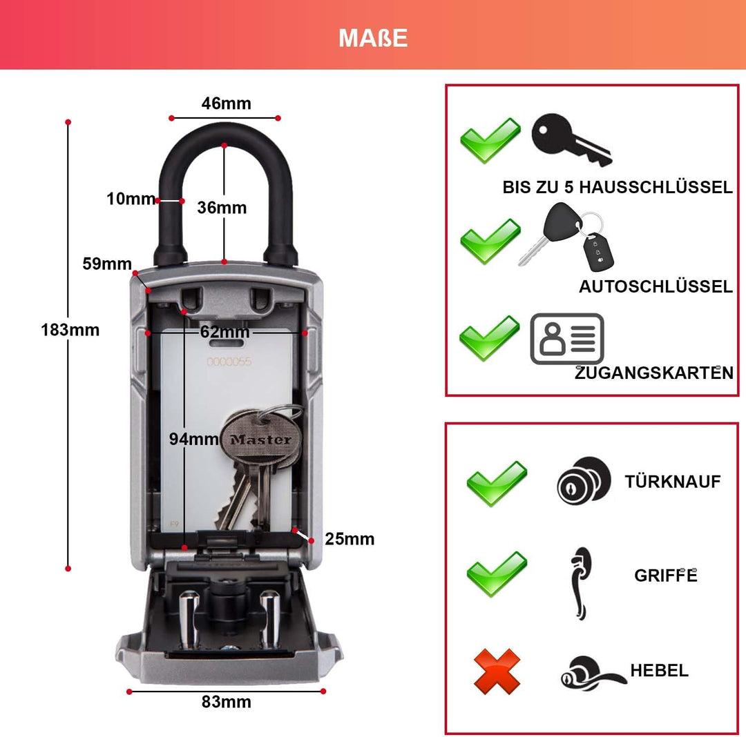 Master Lock Smart Connected Schlüsseltresor, Verschlüsselung nach Militärstandard, Aussen, mit Bügel