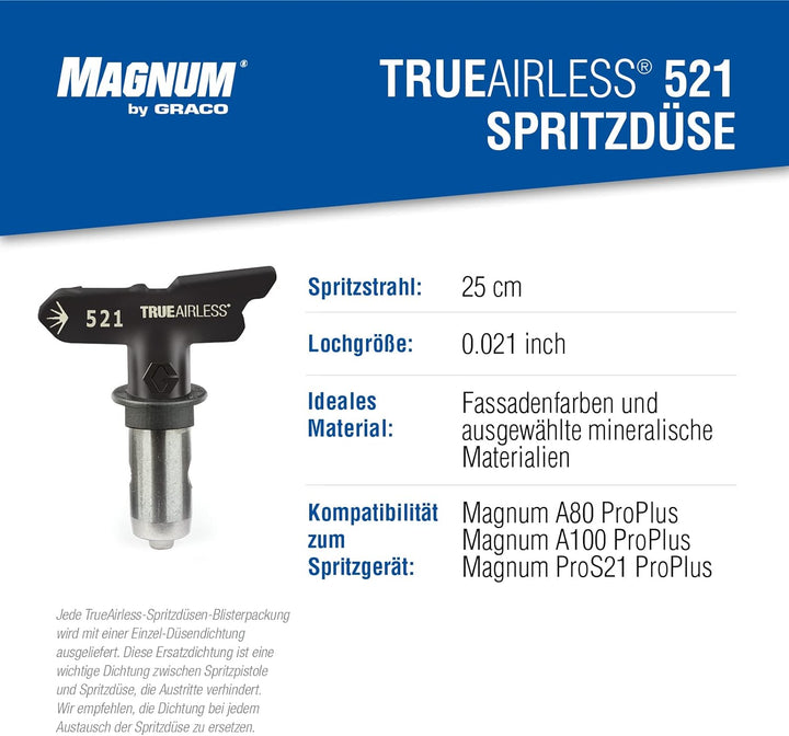 Graco TRA521 TrueAirless 521 Spritzdüse – für Magnum A80, A100, ProS21