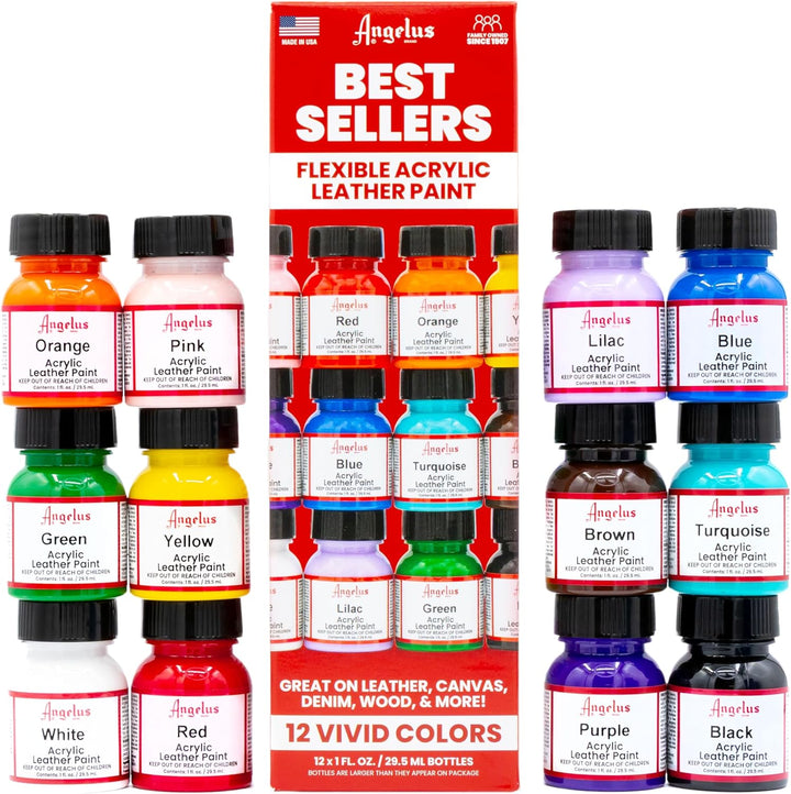 Angelus Leather Paint Set Of 12 1 Oz
