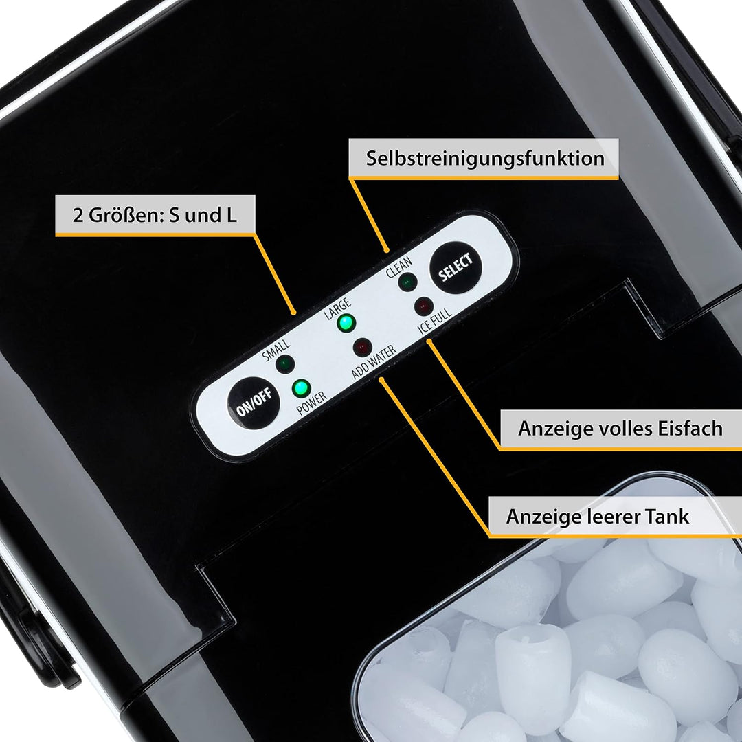 TZS First Austria Eiswürfelmaschine - Edelstahl Ice Cube Maker - 9 Würfel in 7-9 Minuten| Würfel S/L