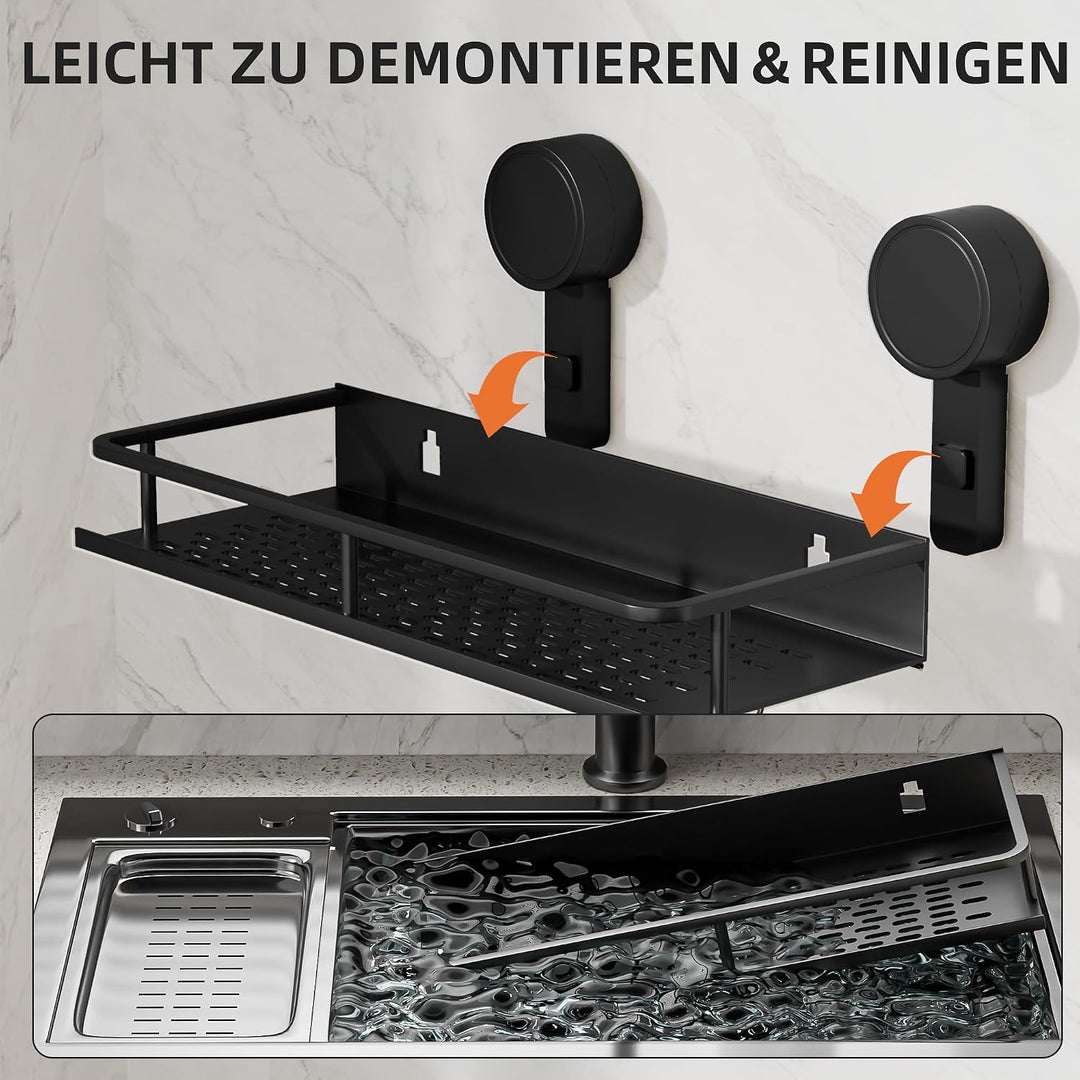 Wisfame Duschablage Saugnapf ohne Bohren,2 Stück Aluminium Badregal Saugnäpfen,Saugnapf Badezimmer R