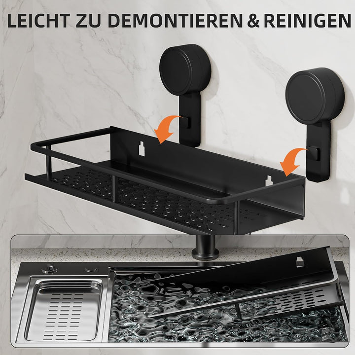Wisfame Duschablage Saugnapf ohne Bohren,2 Stück Aluminium Badregal Saugnäpfen,Saugnapf Badezimmer R