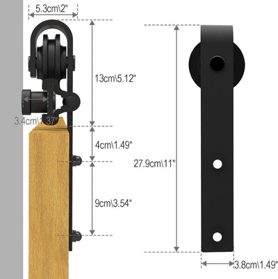 246cm-8FT Schiebetürbeschlag Set Schiebetürsystem Laufschiene Innentüren Trennwände Flaschenzug aus