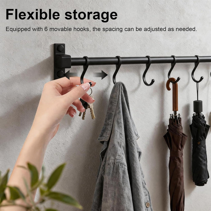 Hakenleiste Küche 40 cm, Aluminium Hängeleiste Küche, Stange für Küchenutensilien mit Beweglichen Ha