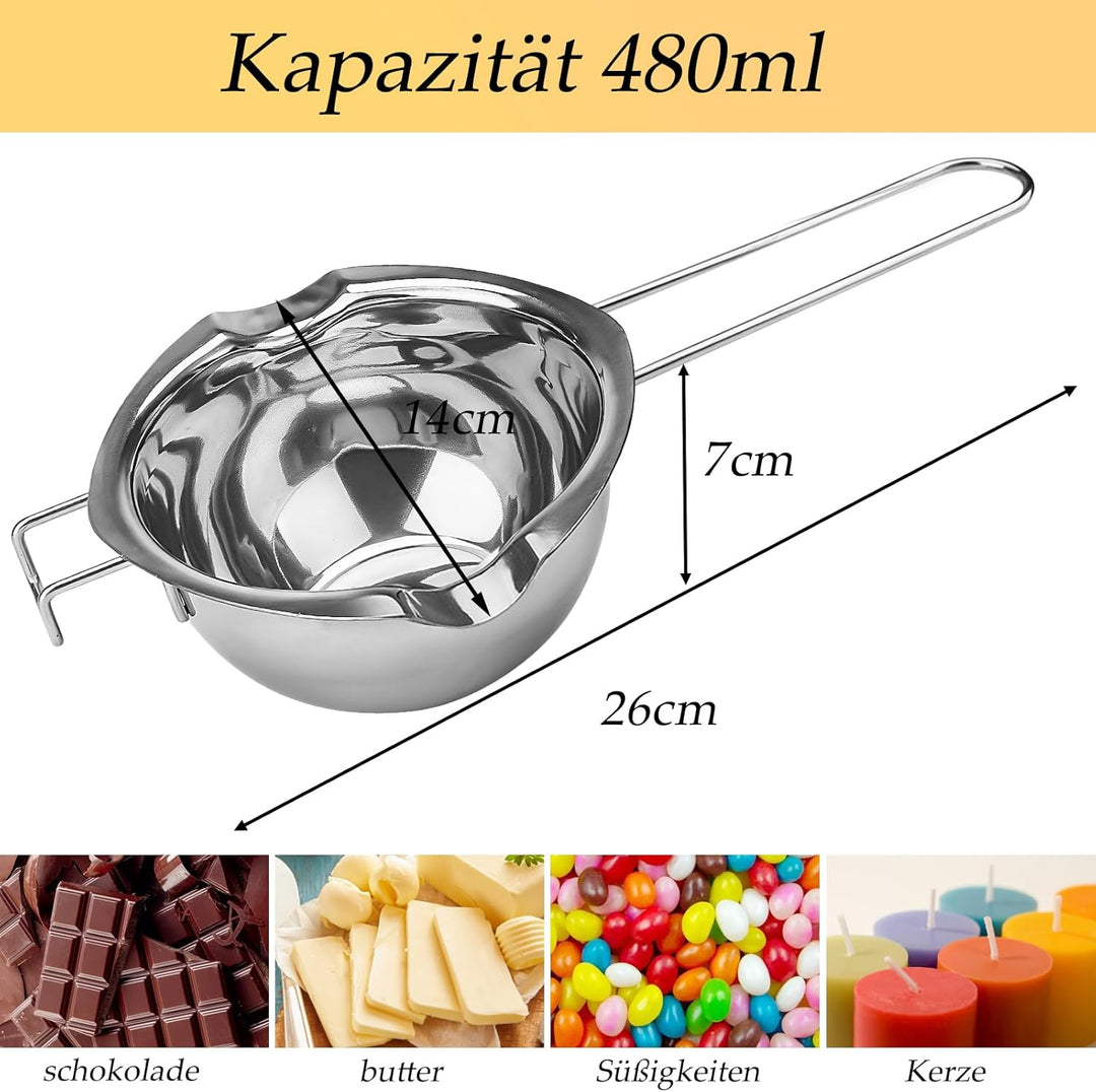 ALLAVA Kerzen Selber Machen Set, Kerzenherstellung Kit, Wachsschmelztopf und 100 Kerzendochte, 8 Ker