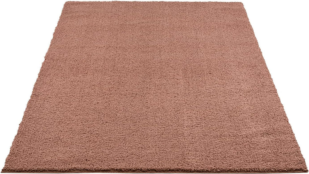 carpet city Polyester Shaggy Teppich Hochflor Wohnzimmer - 150x150 cm Quadratisch - Einfarbig Rosé -