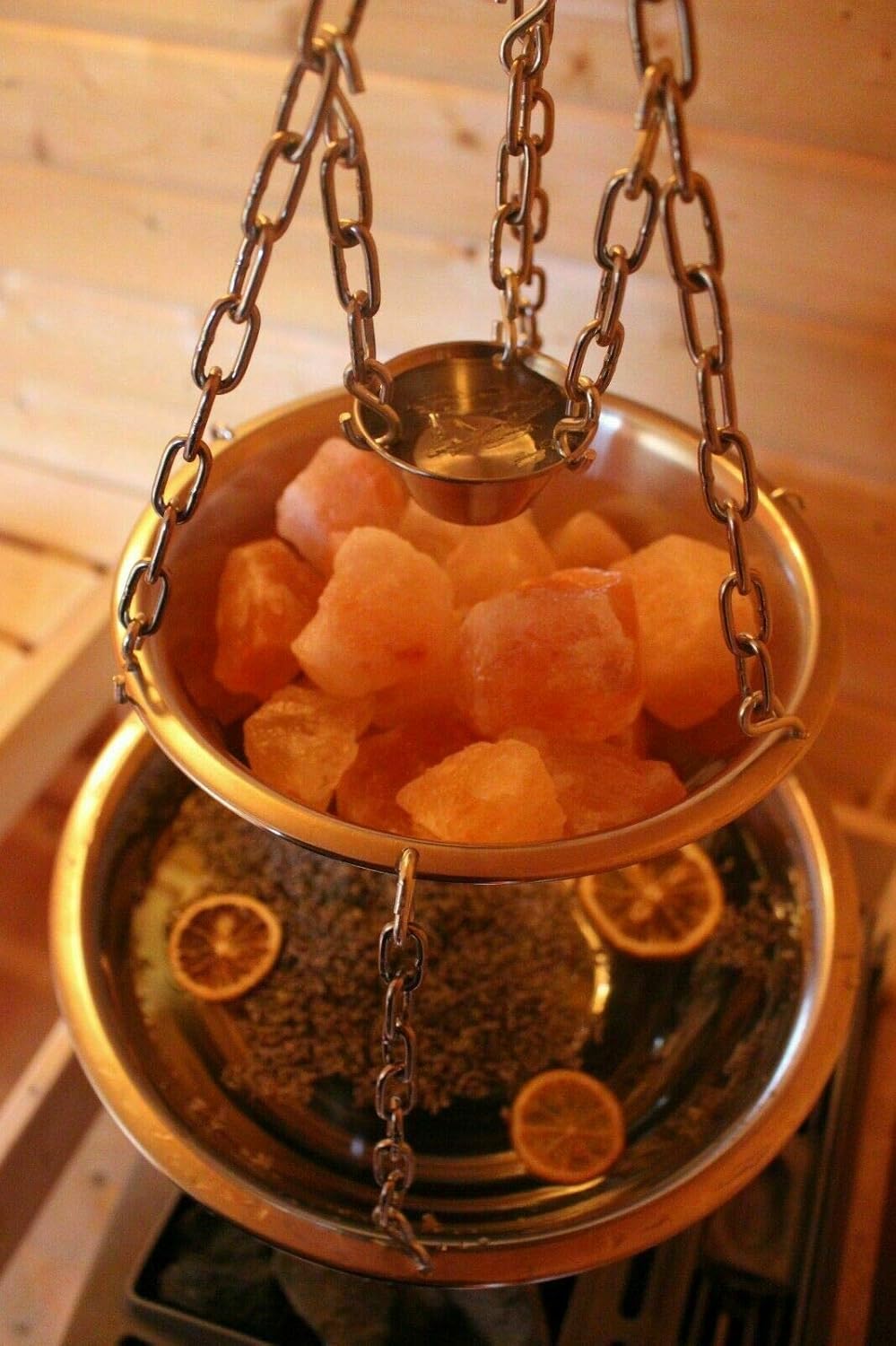 MeiWell Sauna-Zeremonie Deluxe: Verdampferschale Edelstahl Aufguss Maxi 3 Schalen Aufhänger für Aufg